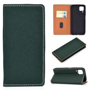 For Huawei P40 Lite Solid Color Frosted Magnetic Horizontal Flip Leather Case with Card Slots & Holder(Green)