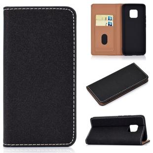 For Huawei Mate 20 Pro Solid Color Frosted Magnetic Horizontal Flip Leather Case with Card Slots & Holder(Black)