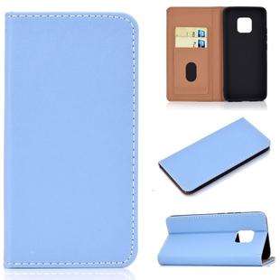 For Huawei Mate 20 Pro Solid Color Frosted Magnetic Horizontal Flip Leather Case with Card Slots & Holder(Blue)
