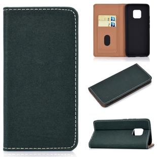 For Huawei Mate 20 Pro Solid Color Frosted Magnetic Horizontal Flip Leather Case with Card Slots & Holder(Green)