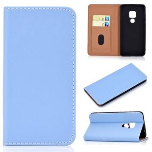 For Huawei Mate 20 Solid Color Frosted Magnetic Horizontal Flip Leather Case with Card Slots & Holder(Blue)