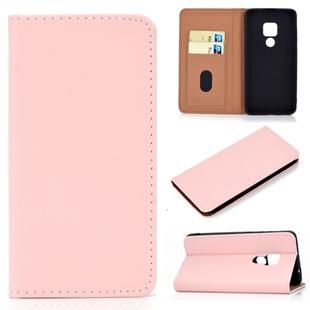 For Huawei Mate 20 Solid Color Frosted Magnetic Horizontal Flip Leather Case with Card Slots & Holder(Pink)
