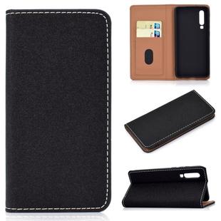 For Huawei P30 Solid Color Frosted Magnetic Horizontal Flip Leather Case with Card Slots & Holder(Black)