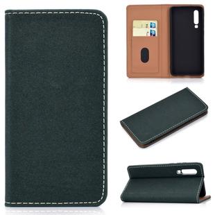 For Huawei P30 Solid Color Frosted Magnetic Horizontal Flip Leather Case with Card Slots & Holder(Green)