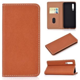 For Huawei P30 Solid Color Frosted Magnetic Horizontal Flip Leather Case with Card Slots & Holder(Brown)