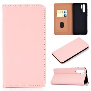 For Huawei P30 Pro Solid Color Frosted Magnetic Horizontal Flip Leather Case with Card Slots & Holder(Pink)