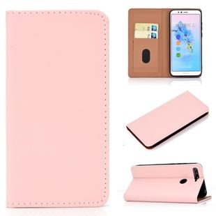 For Huawei Honor 7A Solid Color Frosted Magnetic Horizontal Flip Leather Case with Card Slots & Holder(Pink)