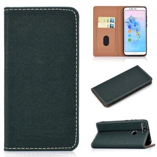 For Huawei Honor 7A Solid Color Frosted Magnetic Horizontal Flip Leather Case with Card Slots & Holder(Green)