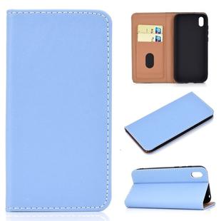For Huawei Honor 8S Solid Color Frosted Magnetic Horizontal Flip Leather Case with Card Slots & Holder(Blue)