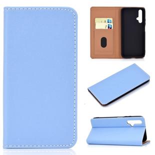 For Huawei Honor 20 Solid Color Frosted Magnetic Horizontal Flip Leather Case with Card Slots & Holder(Blue)