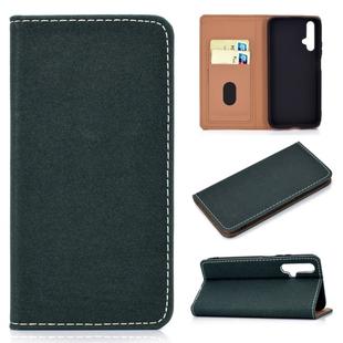 For Huawei Honor 20 Pro Solid Color Frosted Magnetic Horizontal Flip Leather Case with Card Slots & Holder(Green)