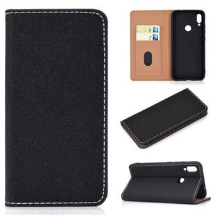 For Huawei P Smart Z Solid Color Frosted Magnetic Horizontal Flip Leather Case with Card Slots & Holder(Black)