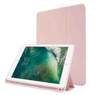 Skin Feel Pen Holder Tri-fold Tablet Leather Case For iPad Air 2 / Air / 9.7 2018 / 9.7 2017(Pink)