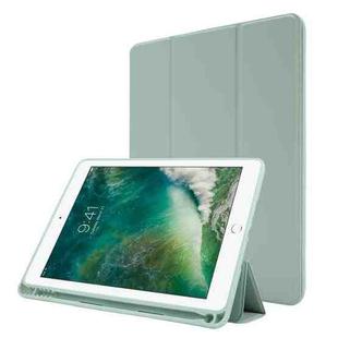 Skin Feel Pen Holder Tri-fold Tablet Leather Case For iPad Air 2 / Air / 9.7 2018 / 9.7 2017(Matcha Green)