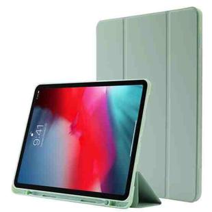 Skin Feel Pen Holder Tri-fold Tablet Leather Case For iPad Pro 11 2022 / 2021 / 2020 / 2018(Matcha Green)