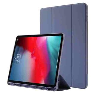 Skin Feel Pen Holder Tri-fold Tablet Leather Case For iPad Air 13 2024 / iPad Pro 12.9 2022 / 2021 / 2020 / 2018(Lavender)