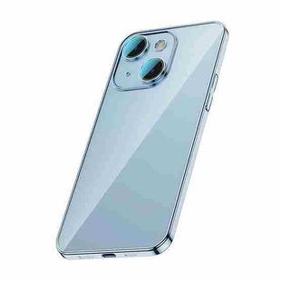 For iPhone 14 Plus Glass Lens Protection PC Electroplating Phone Case(Sierra Blue)