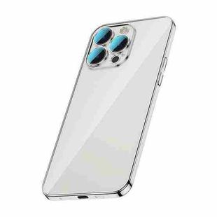 For iPhone 14 Pro Max Glass Lens Protection PC Electroplating Phone Case(Silver)