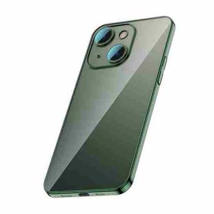 For iPhone 13 Glass Lens Protection PC Electroplating Phone Case(Dark Green)