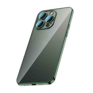 For iPhone 13 Pro Glass Lens Protection PC Electroplating Phone Case(Dark Green)