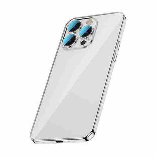 For iPhone 13 Pro Max Glass Lens Protection PC Electroplating Phone Case(Silver)