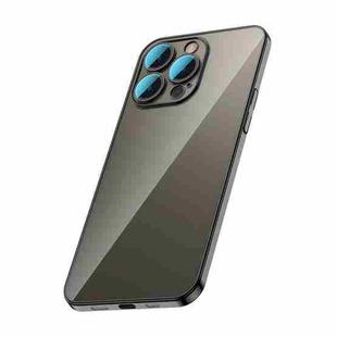 For iPhone 13 Pro Max Glass Lens Protection PC Electroplating Phone Case(Black)