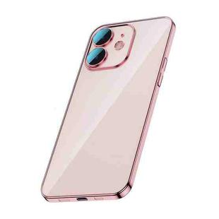 For iPhone 12 Glass Lens Protection PC Electroplating Phone Case(Rose Gold)
