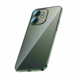 For iPhone 12 Glass Lens Protection PC Electroplating Phone Case(Dark Green)