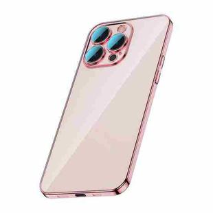 For iPhone 12 Pro Max Glass Lens Protection PC Electroplating Phone Case(Rose Gold)