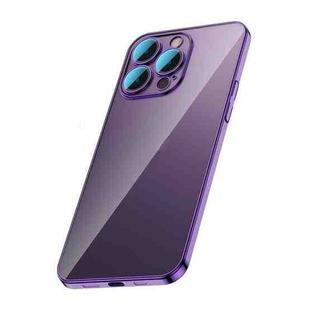 For iPhone 12 Pro Max Glass Lens Protection PC Electroplating Phone Case(Dark Purple)