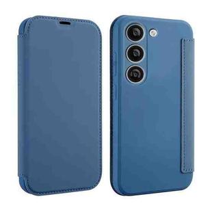 For Samsung Galaxy S23 5G Imitate Liquid Skin Feel Leather Phone Case with Card Slots(Blue)