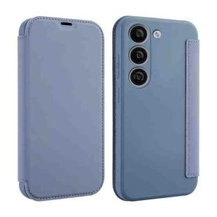 For Samsung Galaxy S23 5G Imitate Liquid Skin Feel Leather Phone Case with Card Slots(Lavender Grey)