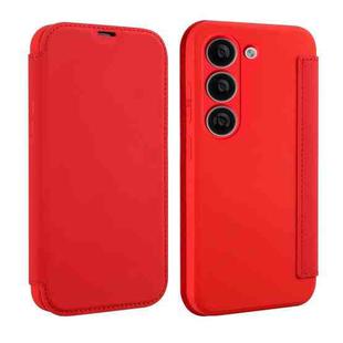 For Samsung Galaxy S23 5G Imitate Liquid Skin Feel Leather Phone Case with Card Slots(Red)