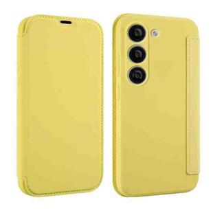 For Samsung Galaxy S23 5G Imitate Liquid Skin Feel Leather Phone Case with Card Slots(Yellow)