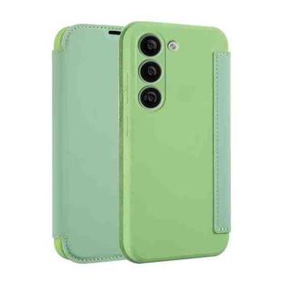 For Samsung Galaxy S23+ 5G Imitate Liquid Skin Feel Leather Phone Case with Card Slots(Matcha Green)