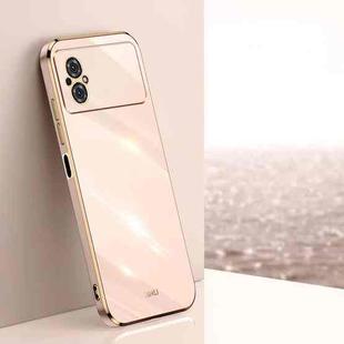 For Xiaomi Poco M4 5G XINLI Straight Edge 6D Electroplate TPU Phone Case(Pink)