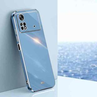 For Xiaomi Poco M4 Pro XINLI Straight Edge 6D Electroplate TPU Phone Case(Celestial Blue)