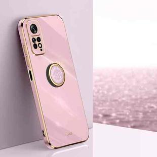 For Xiaomi Redmi Note 11 4G Foreign XINLI Straight Edge 6D Electroplate TPU Phone Case with Ring Holder(Cherry Purple)