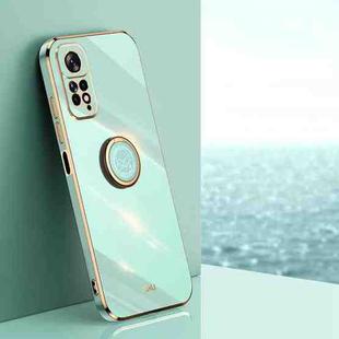 For Xiaomi Redmi Note 11 4G Foreign XINLI Straight Edge 6D Electroplate TPU Phone Case with Ring Holder(Mint Green)