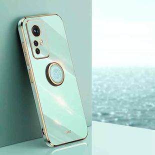 For Xiaomi Redmi K50 Ultra XINLI Straight Edge 6D Electroplate TPU Phone Case with Ring Holder(Mint Green)