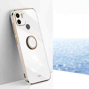For Xiaomi Redmi A1+ XINLI Straight Edge 6D Electroplate TPU Phone Case with Ring Holder(White)