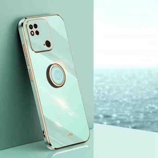 For Xiaomi Redmi 10C XINLI Straight Edge 6D Electroplate TPU Phone Case with Ring Holder(Mint Green)