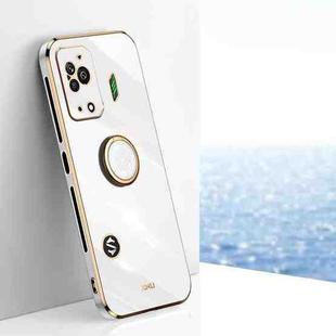 For Xiaomi Black Shark 5 XINLI Straight Edge 6D Electroplate TPU Phone Case with Ring Holder(White)