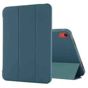 For iPad 10th Gen 10.9 2022 Tri-fold Holder Tablet Leather Case(Dark Green)