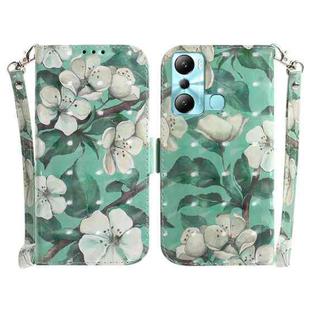 For Infinix Hot 20i 3D Colored Horizontal Flip Leather Phone Case(Watercolor Flower)
