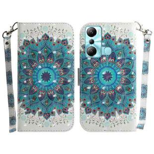 For Infinix Hot 20i 3D Colored Horizontal Flip Leather Phone Case(Peacock Wreath)