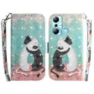 For Infinix Hot 20i 3D Colored Horizontal Flip Leather Phone Case(Black White Cat)