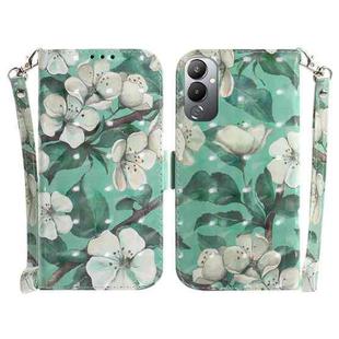 For Tecno Pova 4 3D Colored Horizontal Flip Leather Phone Case(Watercolor Flower)