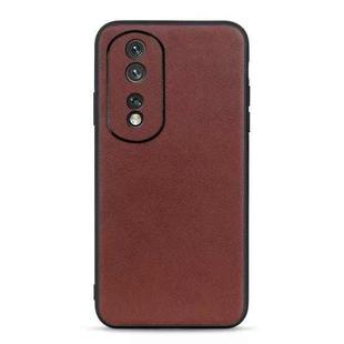 For Honor 80 Accurate Hole Lambskin Texture Genuine Leather Phone Case(Brown)