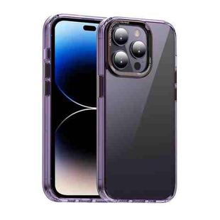 For iPhone 14 Pro MG Series Crystal Clear Glass Phone Case(Purple)